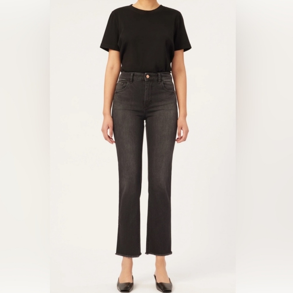 DL 1961 Performance Black Patti Straight High Rise Vintage Ankle Jeans Plus 14w